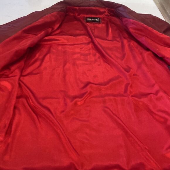 Vintage Lambskin Leather Red Suade Embroidered Rhinstones Holiday Jacket - Picture 13 of 15